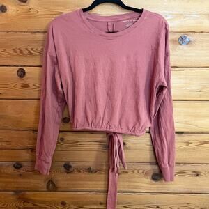 American Eagle Pink Cropped Back Tie Long Sleeve top Small